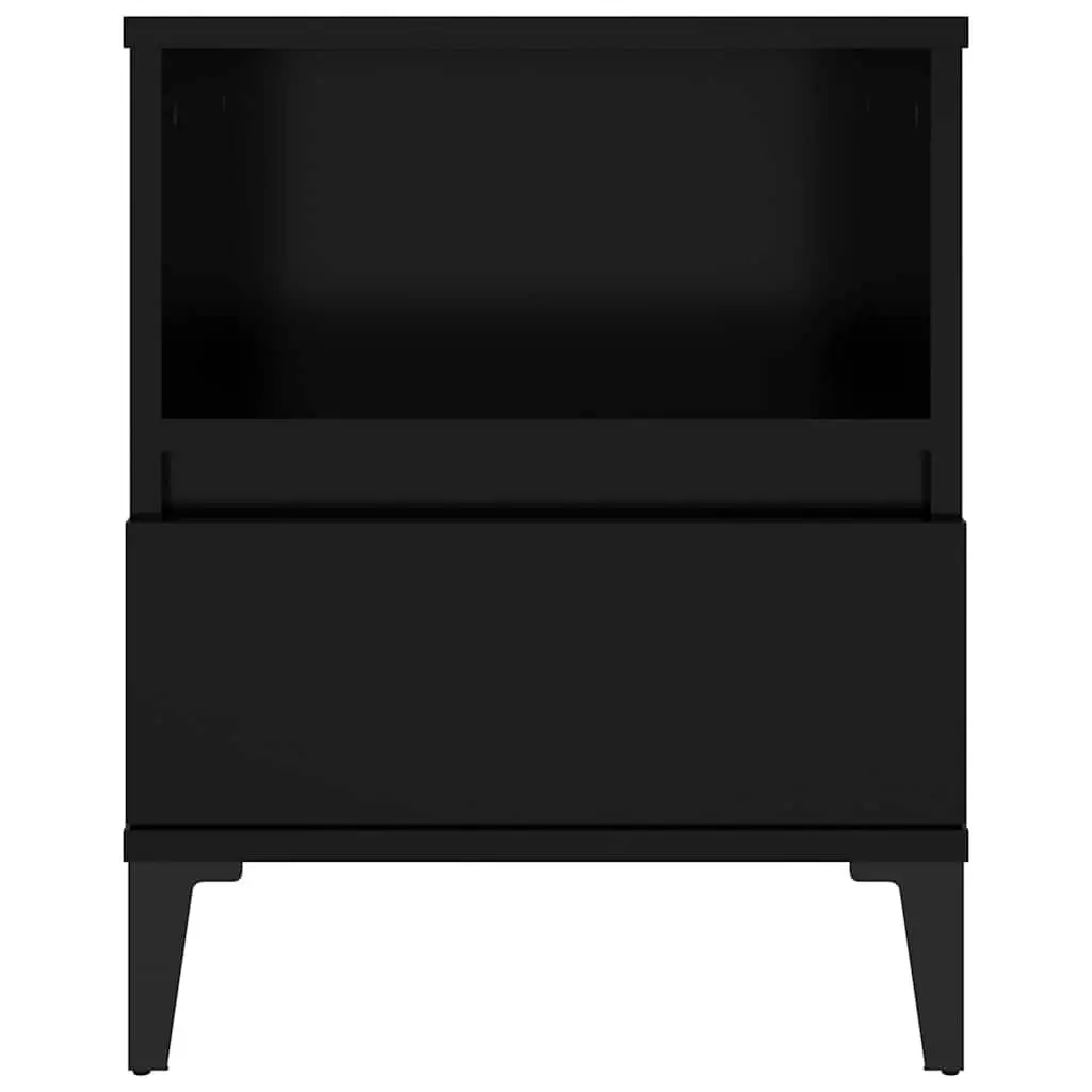 Bedside Cabinets 2 pcs Black Storage Nightstand Drawers Compartment Side Table