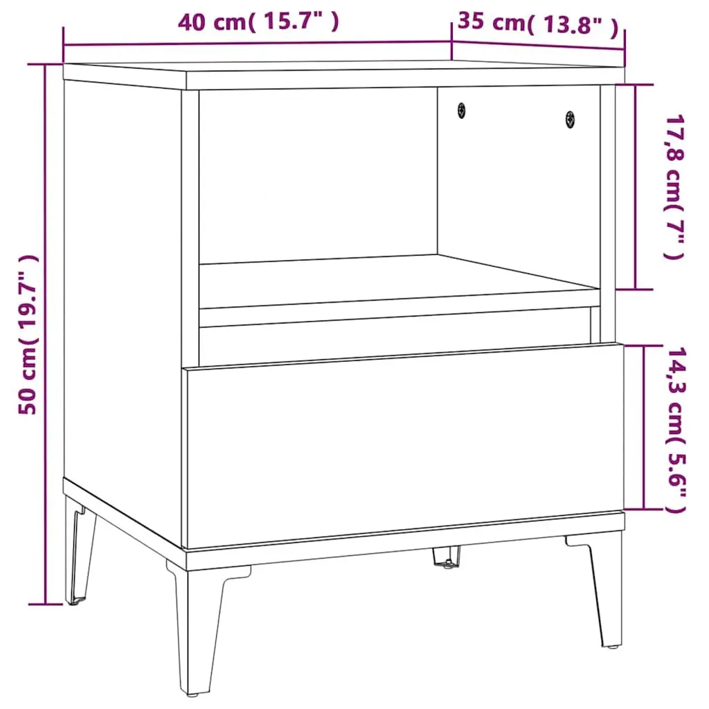 Bedside Cabinet White High Gloss Side Table Storage Drawer Compartment