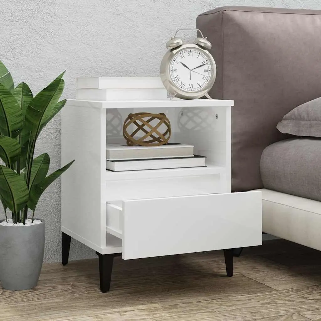 Bedside Cabinet 2 pcs White Storage Organiser Drawer Compartment Side Table