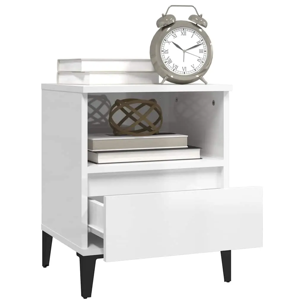 Bedside Cabinet 2 pcs White Storage Organiser Drawer Compartment Side Table