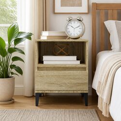 Friendly Brown Bedside Cabinet with Storage for Your Essentials