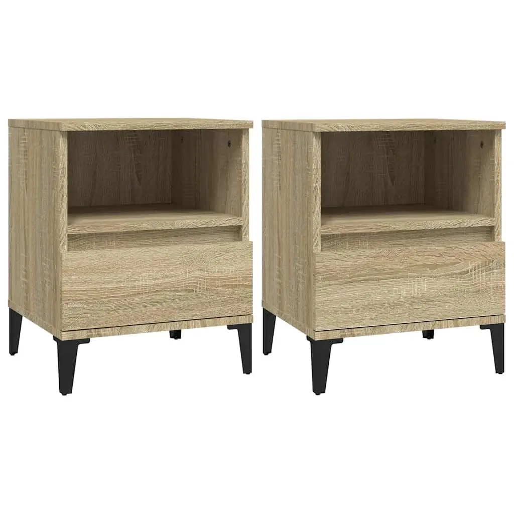 Bedside Cabinets Brown Storage Cabinet 2 Piece 40 x 35 x 50 cm