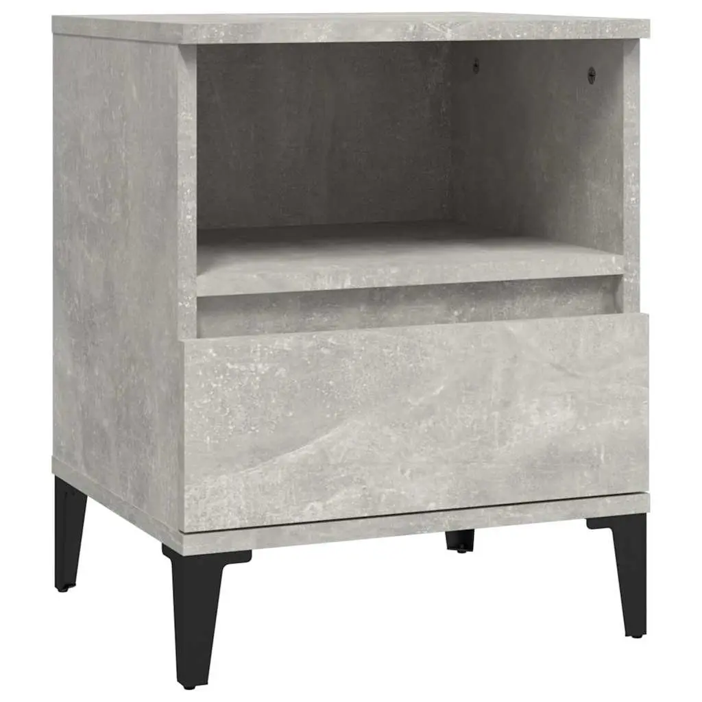 Bedside Cabinets Grey Engineered Wood Storage Nightstand with Drawer 2 Piece
