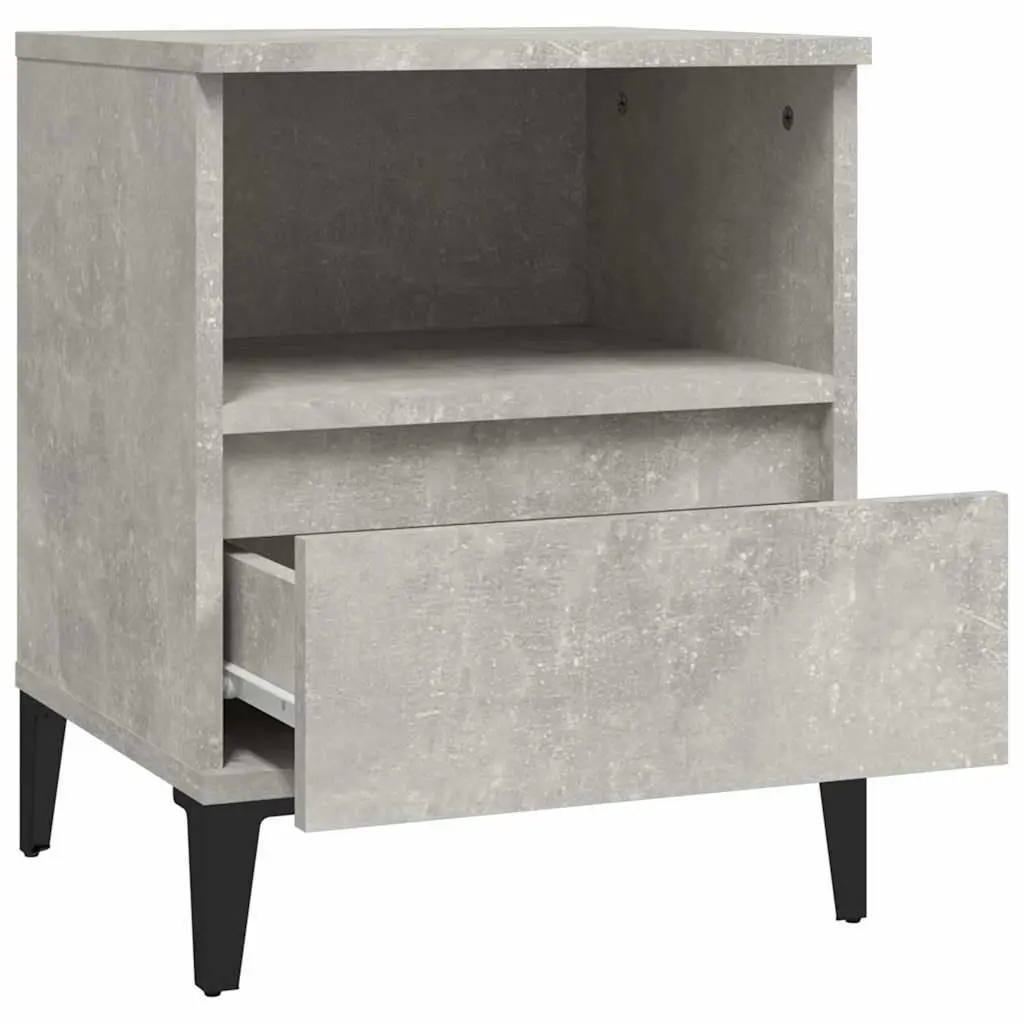 Bedside Cabinets Grey Engineered Wood Storage Nightstand with Drawer 2 Piece