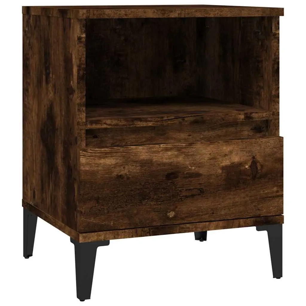 Bedside Cabinet Storage Drawer Organiser Smoked Oak Brown 40x35x50 cm 2 Piece