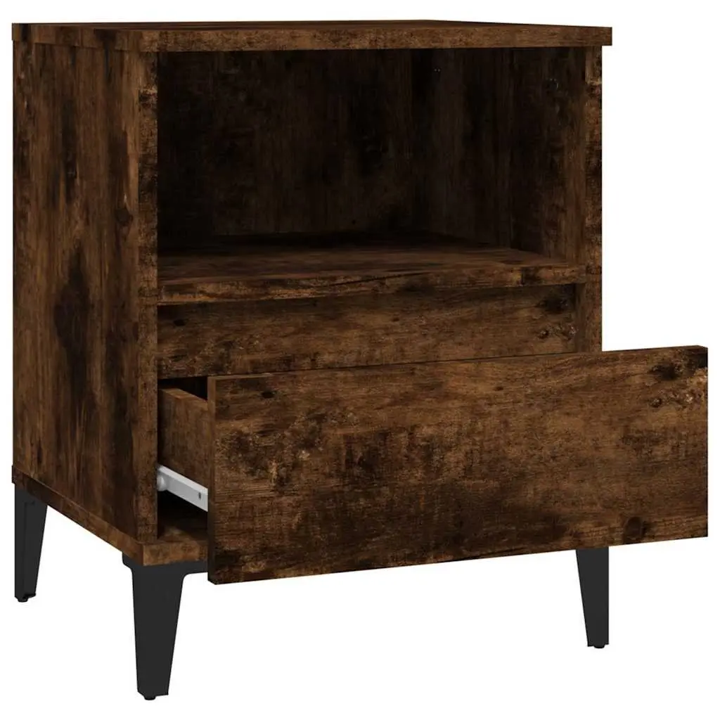 Bedside Cabinet Storage Drawer Organiser Smoked Oak Brown 40x35x50 cm 2 Piece