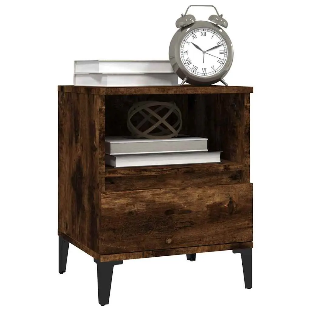 Bedside Cabinet Storage Drawer Organiser Smoked Oak Brown 40x35x50 cm 2 Piece