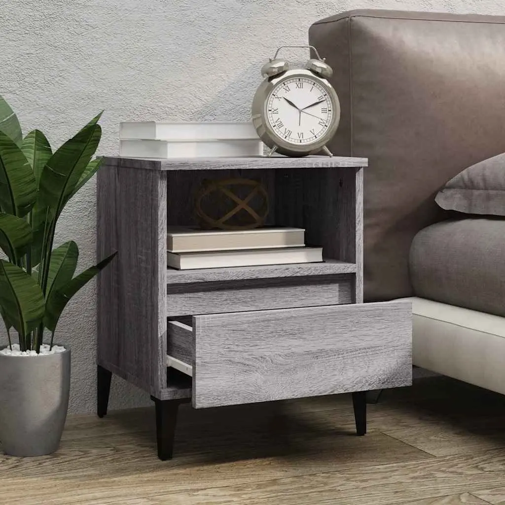 Bedside Cabinets Grey Storage Organiser 40 x 35 x 50 cm 2 Pieces