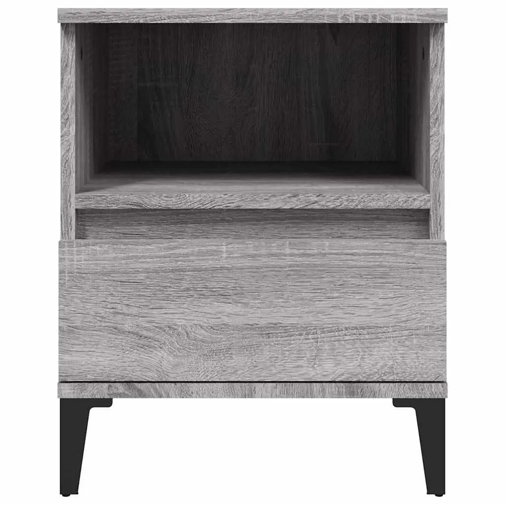 Bedside Cabinets Grey Storage Organiser 40 x 35 x 50 cm 2 Pieces