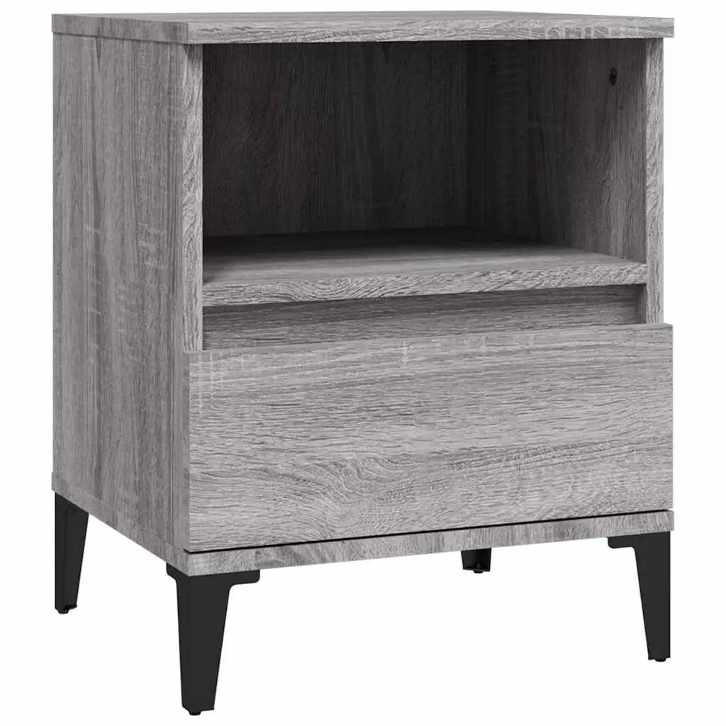 Bedside Cabinets Grey Storage Organiser 40 x 35 x 50 cm 2 Pieces