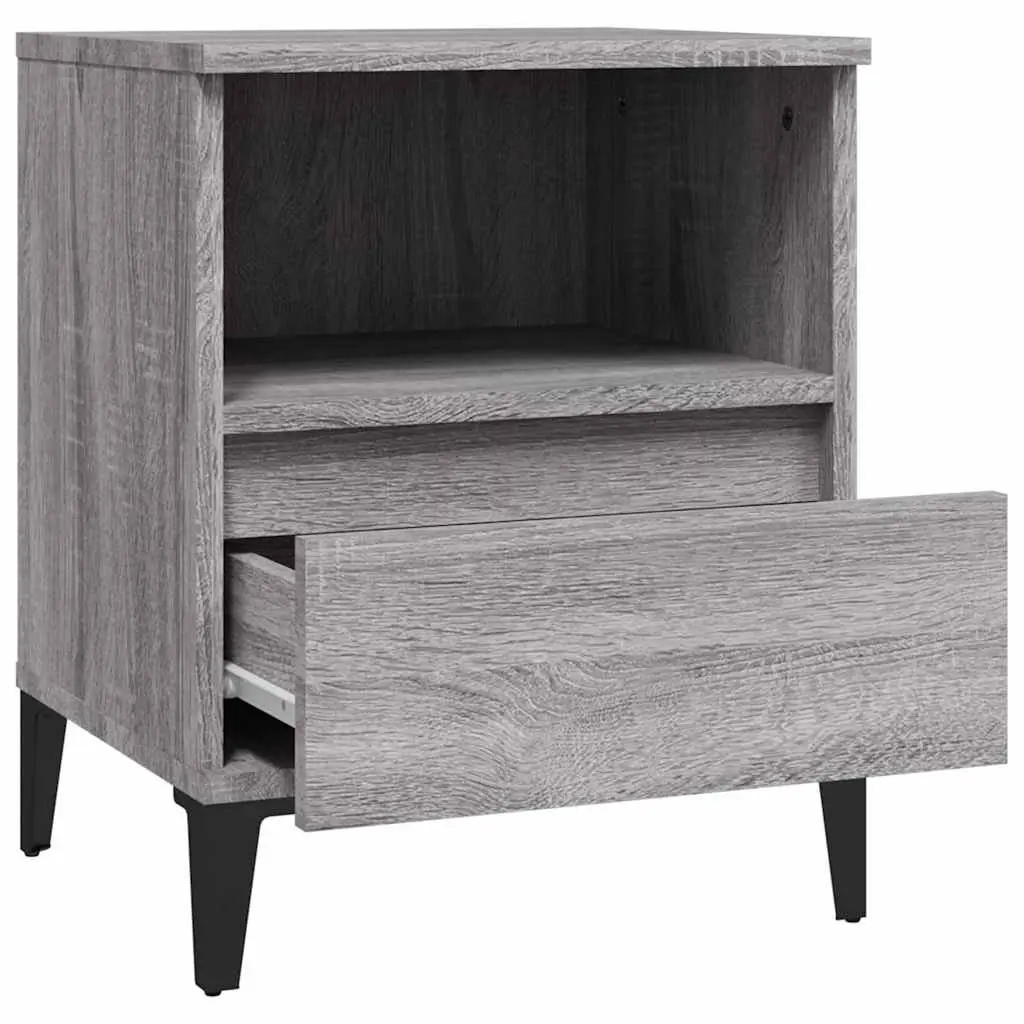 Bedside Cabinets Grey Storage Organiser 40 x 35 x 50 cm 2 Pieces