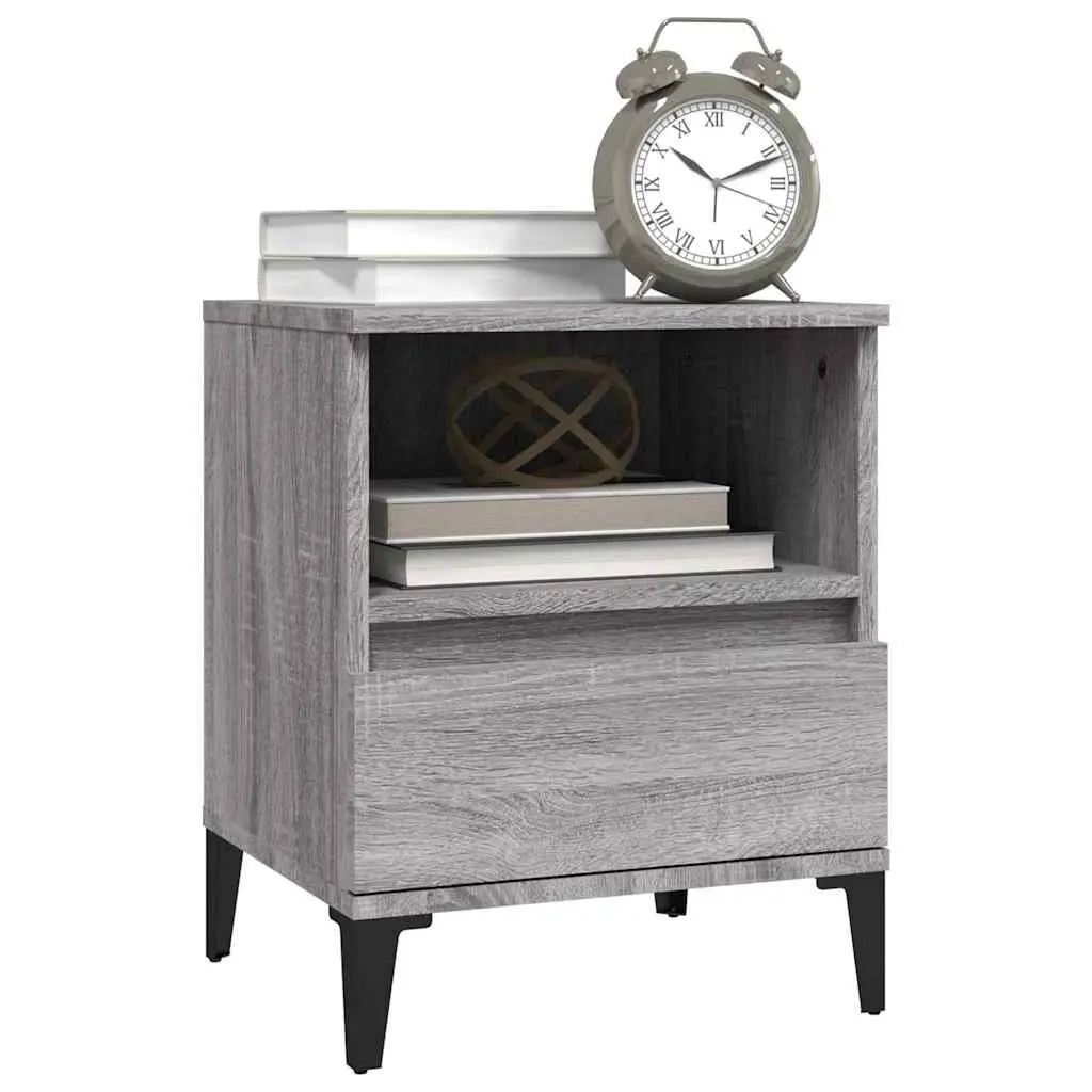 Bedside Cabinets Grey Storage Organiser 40 x 35 x 50 cm 2 Pieces