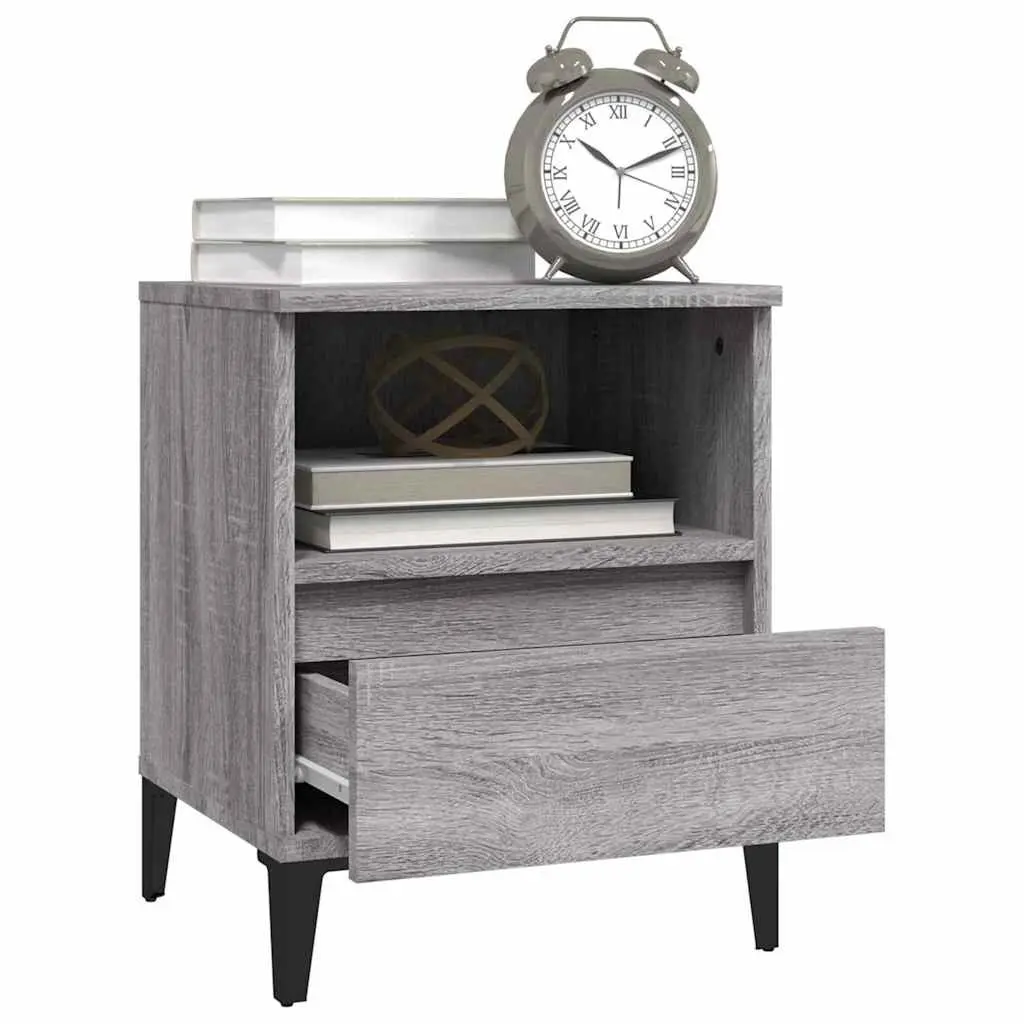 Bedside Cabinets Grey Storage Organiser 40 x 35 x 50 cm 2 Pieces