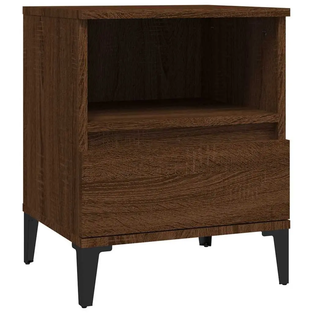 Bedside Cabinets Brown 40x35x50 cm 2 Piece Storage Drawer Nightstand Side Table