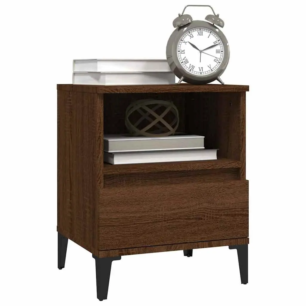 Bedside Cabinets Brown 40x35x50 cm 2 Piece Storage Drawer Nightstand Side Table