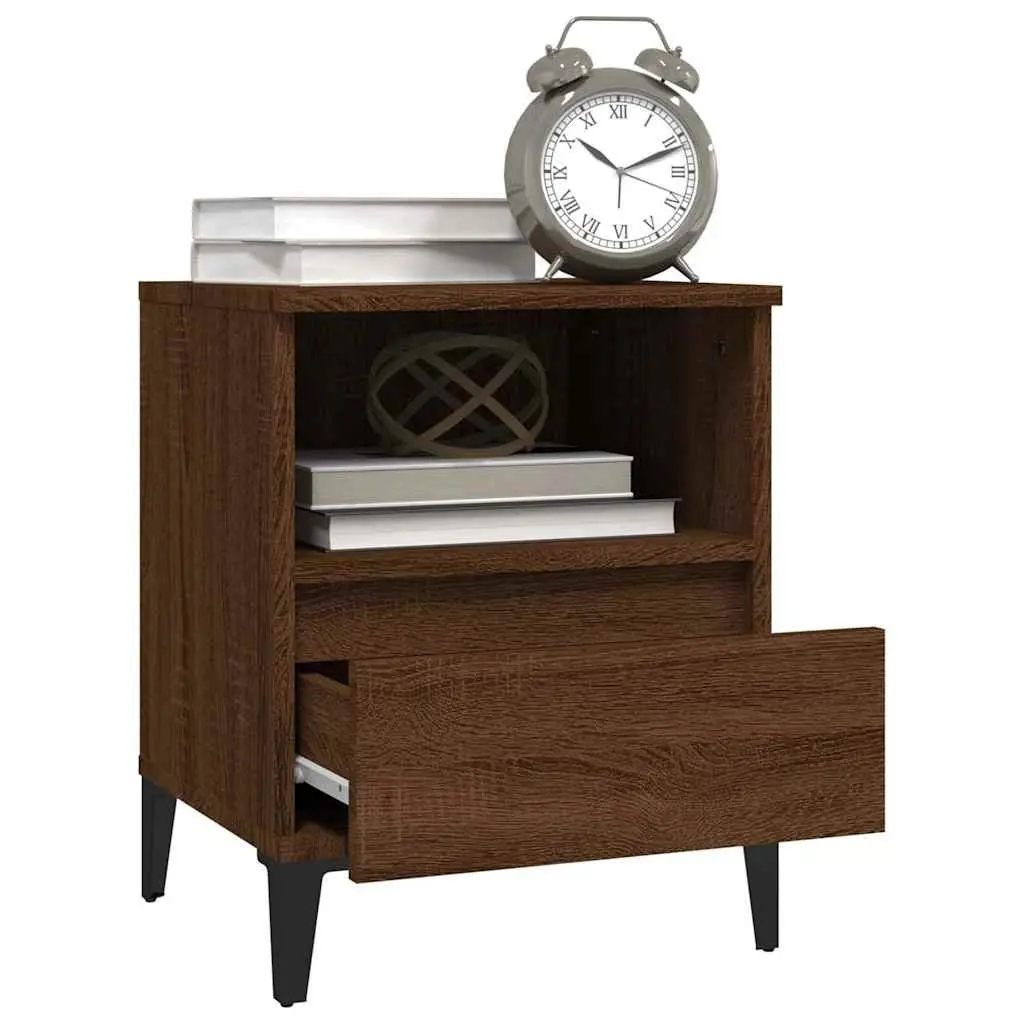 Bedside Cabinets Brown 40x35x50 cm 2 Piece Storage Drawer Nightstand Side Table