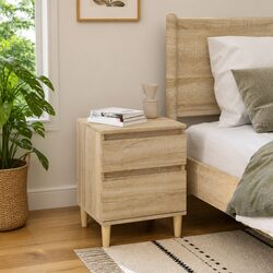 Bedside Cabinet Storage Unit Brown Wooden Nightstand Bedroom Organizer