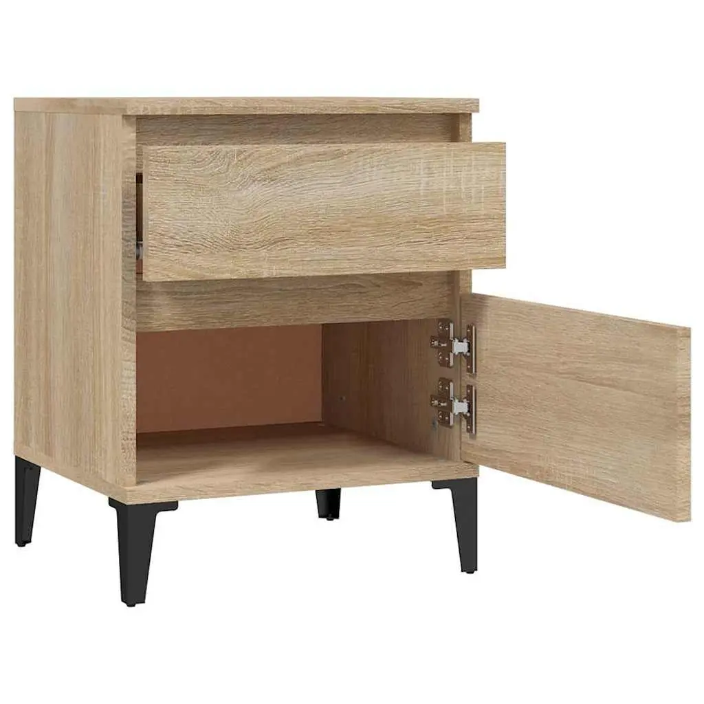 Bedside Cabinet Storage Organizer Brown Wooden Nightstand Side Table Bedroom