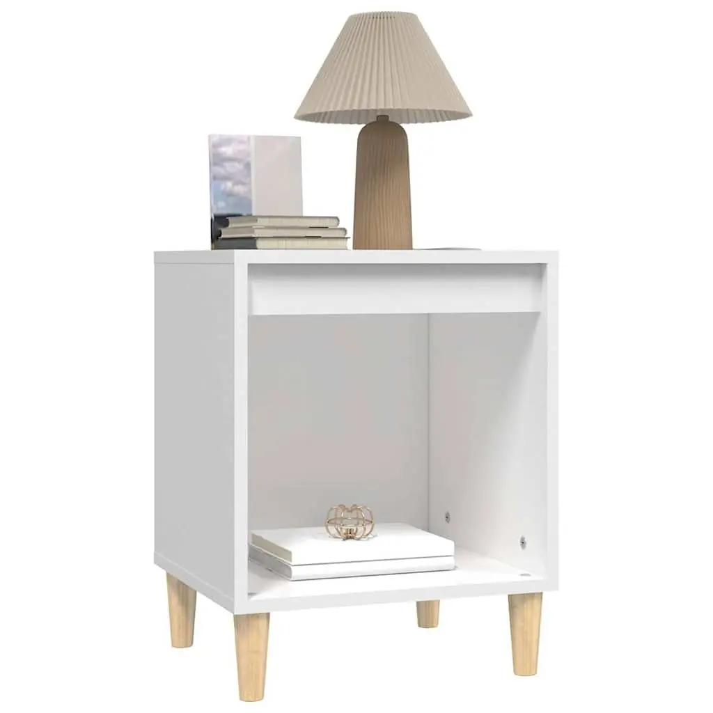 White Nightstand Bedside Cabinet Storage Table Engineered Wood 40x35x50cm