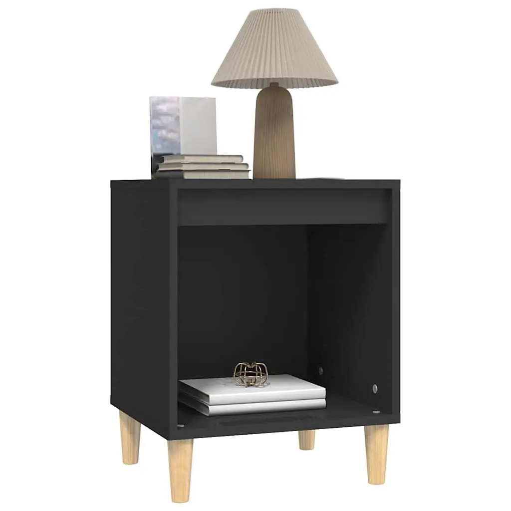 Bedside Cabinets 2 pcs Black Nightstand Storage Bedroom Side Tables 40x35x50cm