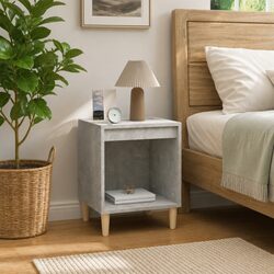 Bedside Cabinet Grey Bedside Table Nightstand Storage Bedroom Furniture