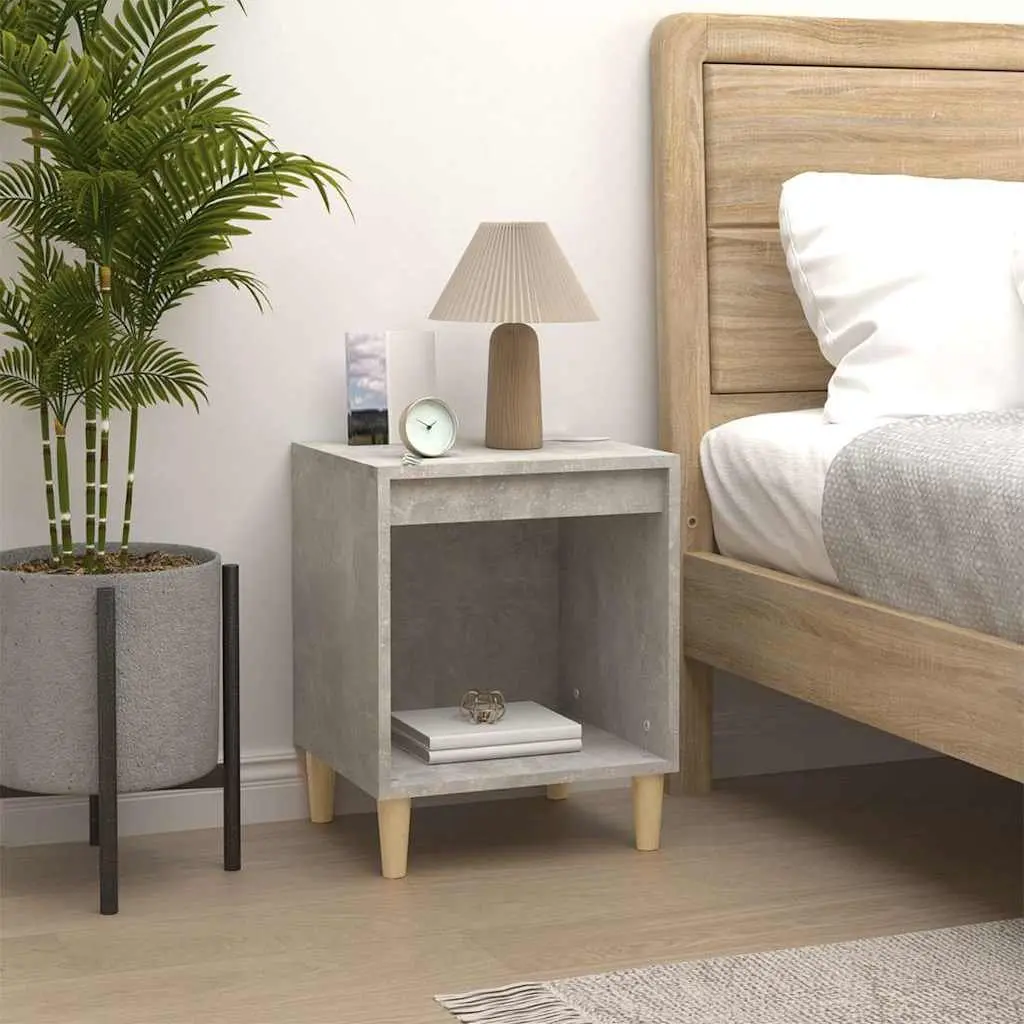 Bedside Cabinets Grey Storage Tables Set of 2 40L x 35W x 50H cm