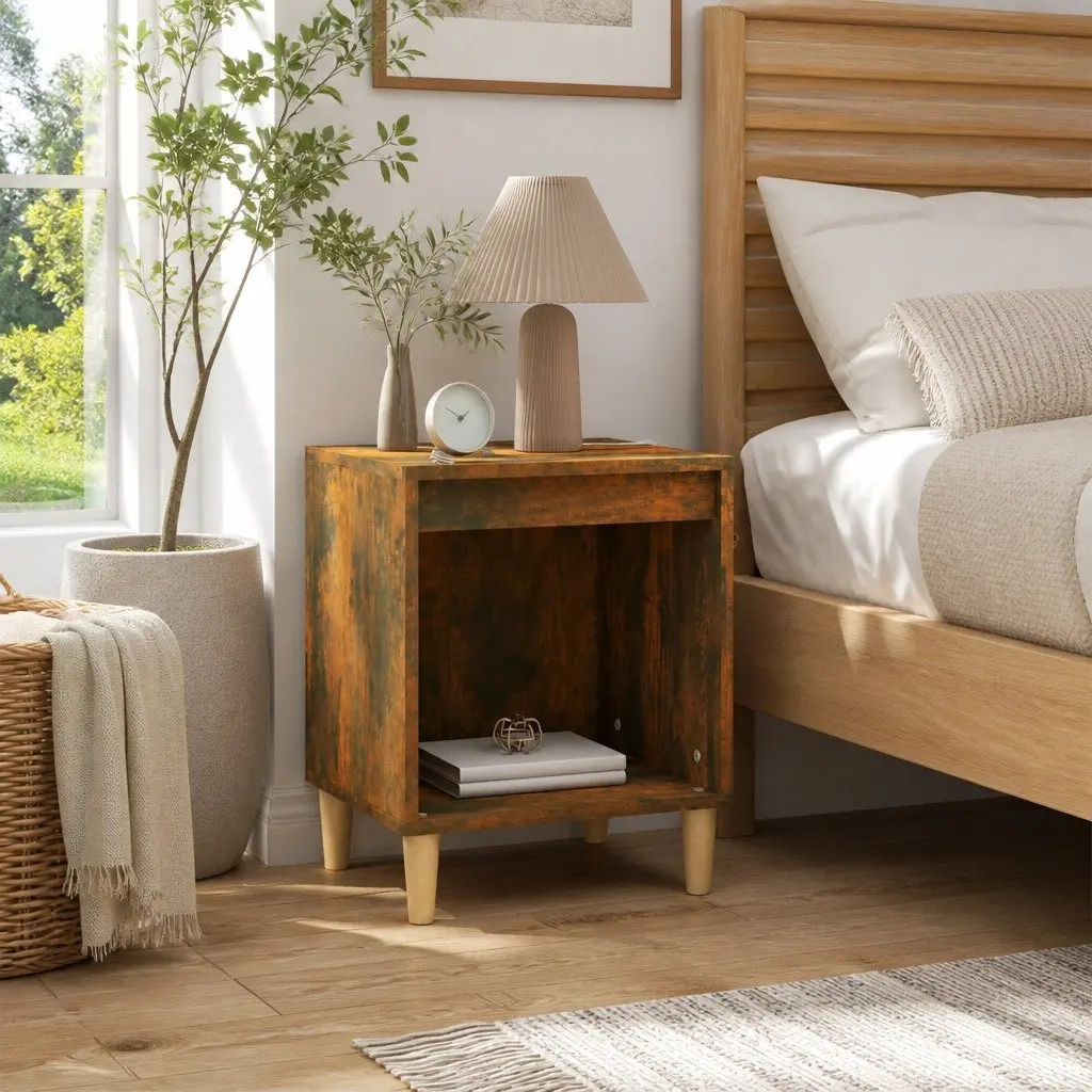 Bedside Cabinet Brown Wood Engineered 40x35x50cm