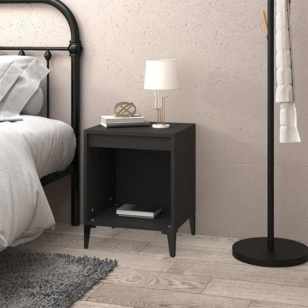 Bedside Cabinet Black Engineered Wood 40x35x50cm