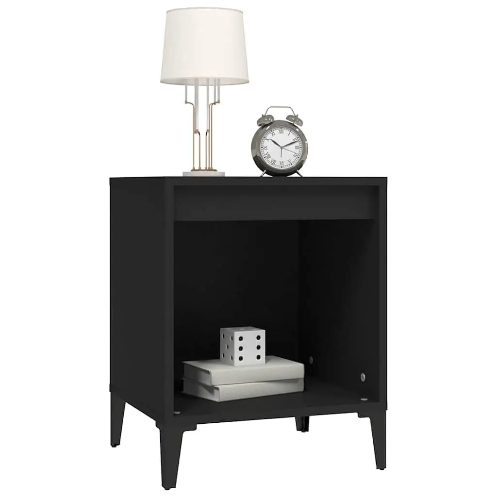 Bedside Cabinet Black Engineered Wood 40x35x50cm