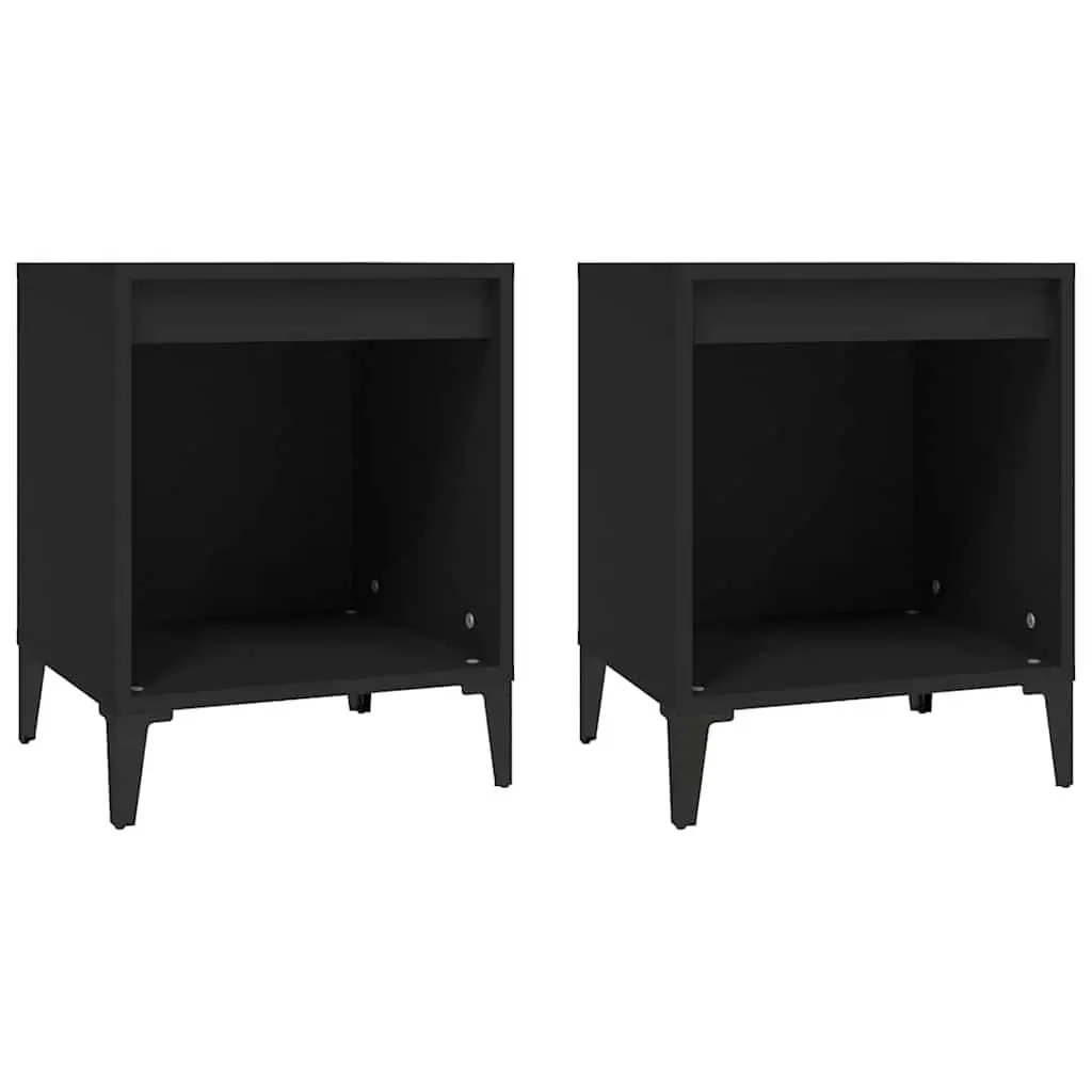 Bedside Cabinets Black 40x35x50 cm 2 Piece Storage Organiser Bedroom Furniture