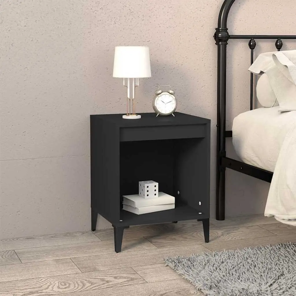 Bedside Cabinets Black 40x35x50 cm 2 Piece Storage Organiser Bedroom Furniture