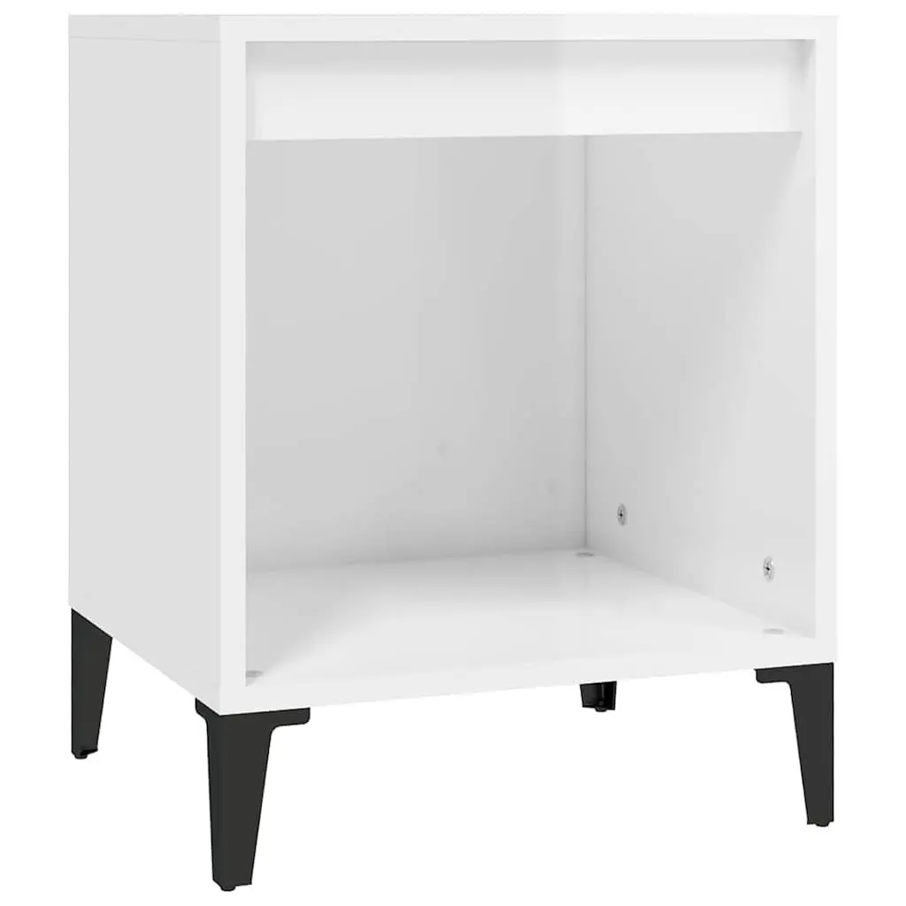Bedside Cabinet High Gloss White Engineered Wood 40 x 35 x 50 cm