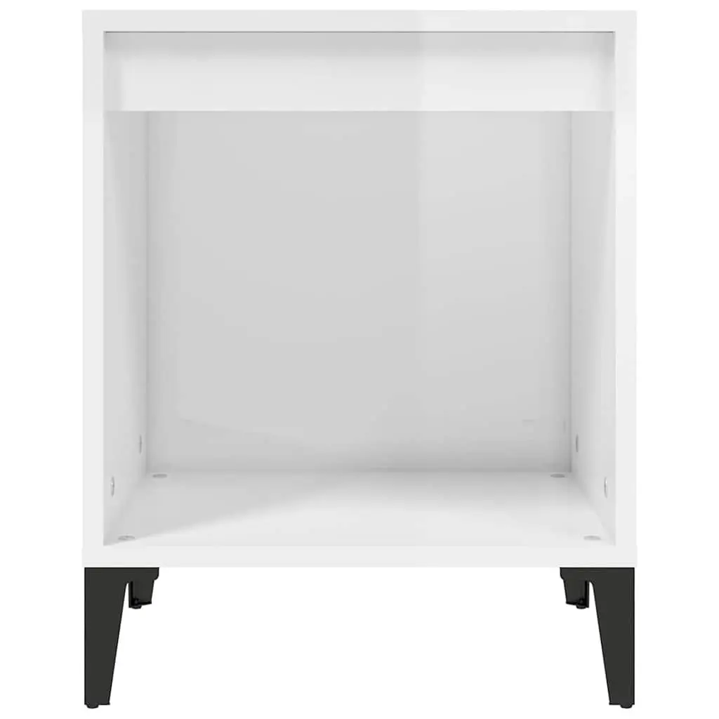 Bedside Cabinet High Gloss White Engineered Wood 40 x 35 x 50 cm