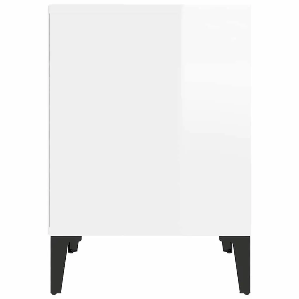 Bedside Cabinet High Gloss White Engineered Wood 40 x 35 x 50 cm