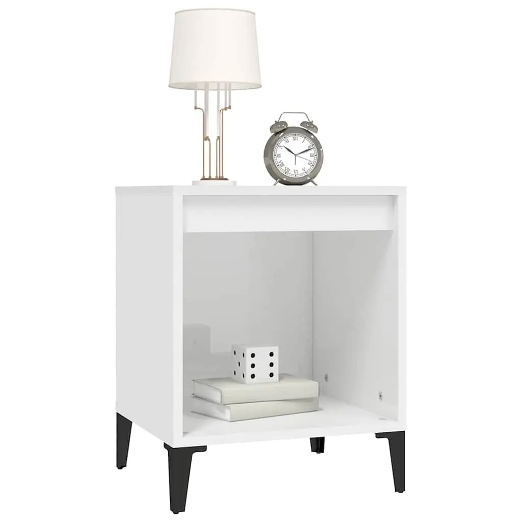 Bedside Cabinet High Gloss White Engineered Wood 40 x 35 x 50 cm