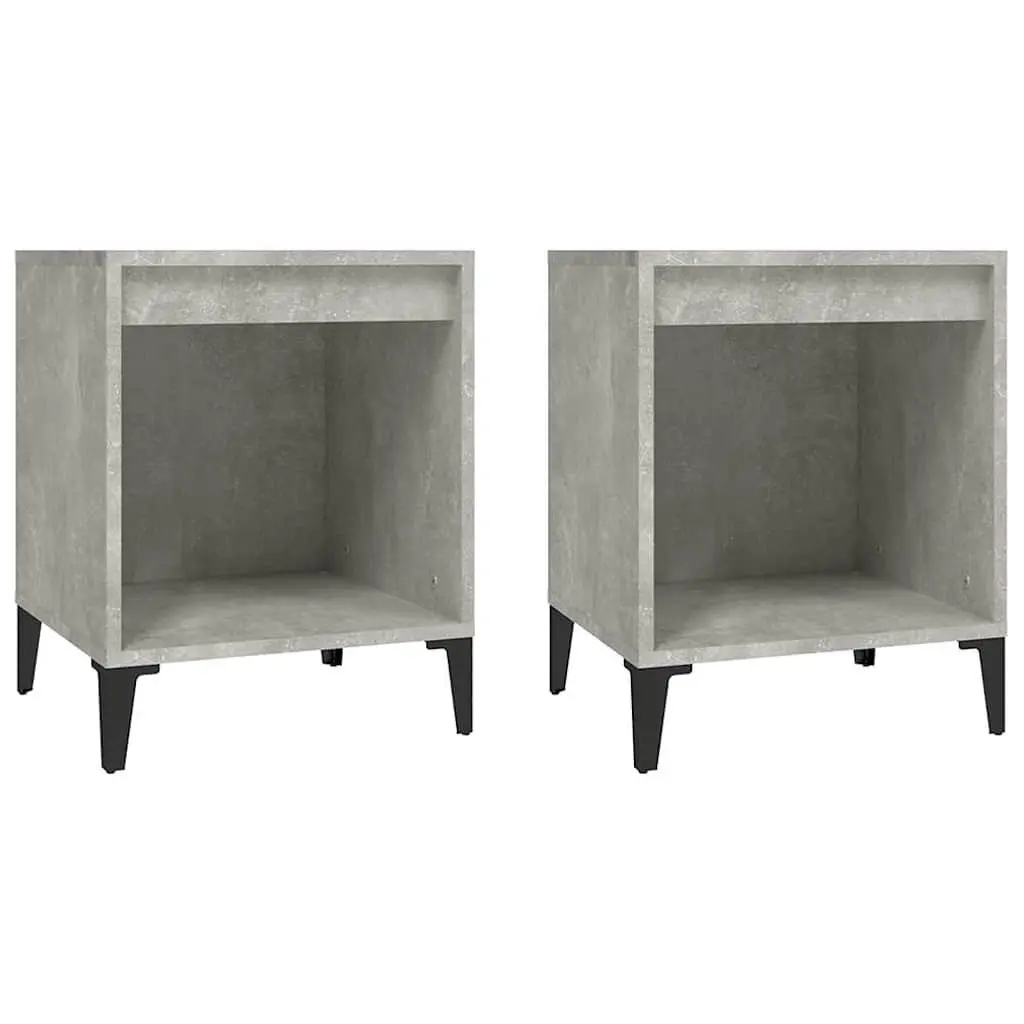 Bedside Cabinets Grey Storage Nightstands 40 x 35 x 50 cm 2 Pieces
