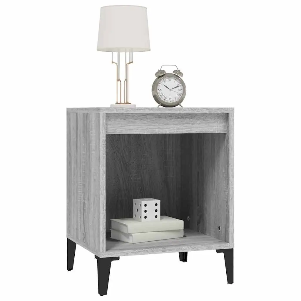 Bedside Cabinet Grey Sonoma Engineered Wood Bedside Table Storage Organiser