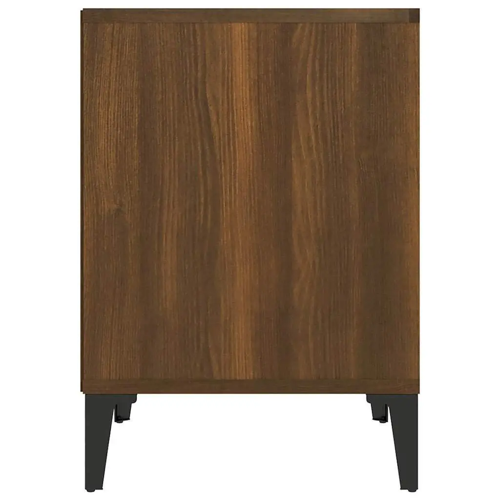 Bedside Table Brown Oak Engineered Wood Storage Nightstand 40x35x50cm