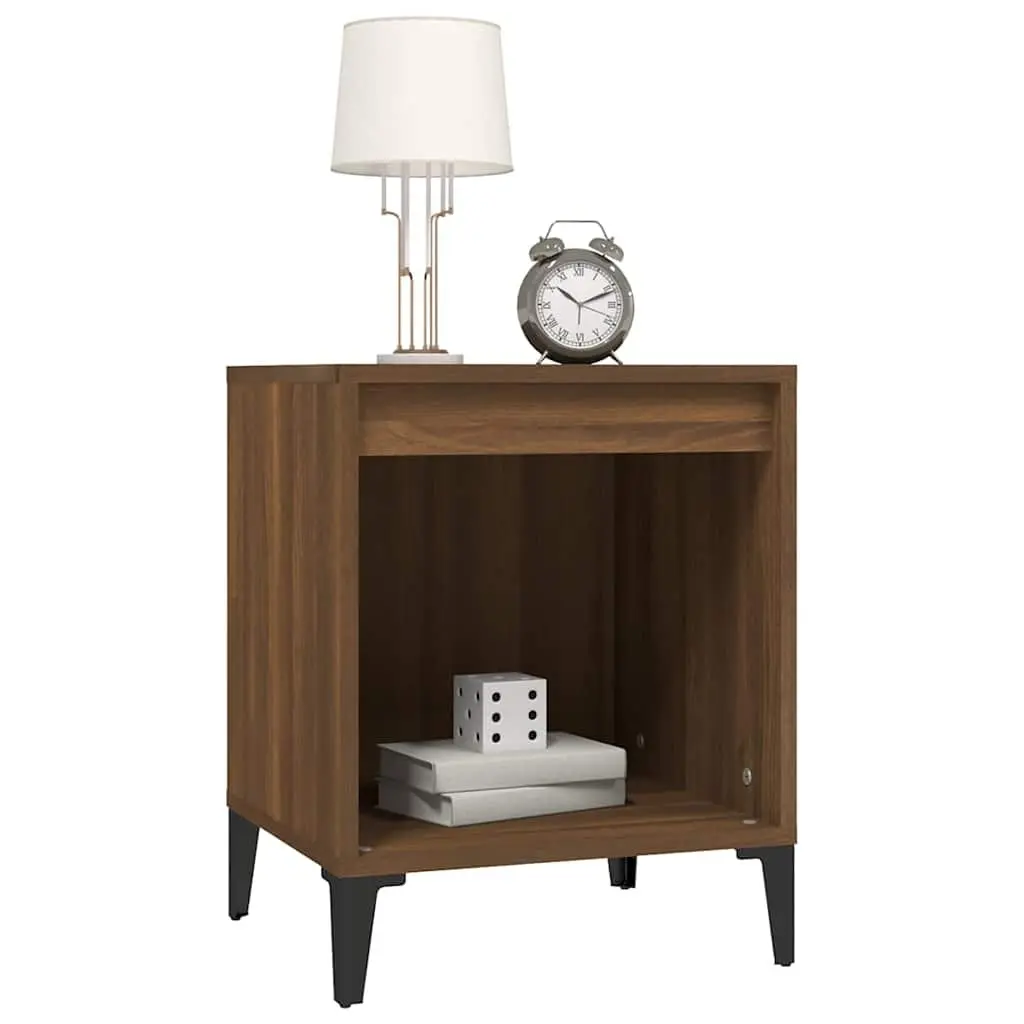Bedside Table Brown Oak Engineered Wood Storage Nightstand 40x35x50cm