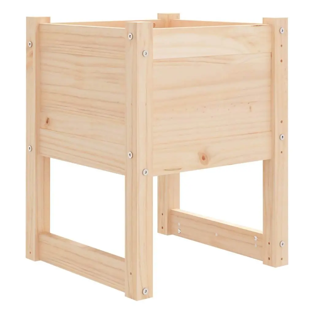 Solid Wood Pine Planter Sturdy 40x40x52.5 cm Brown Garden Flower Box