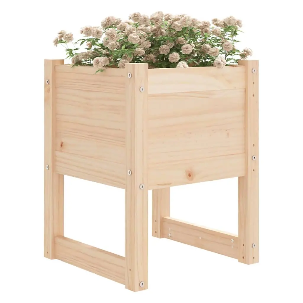 Solid Wood Pine Planter Sturdy 40x40x52.5 cm Brown Garden Flower Box