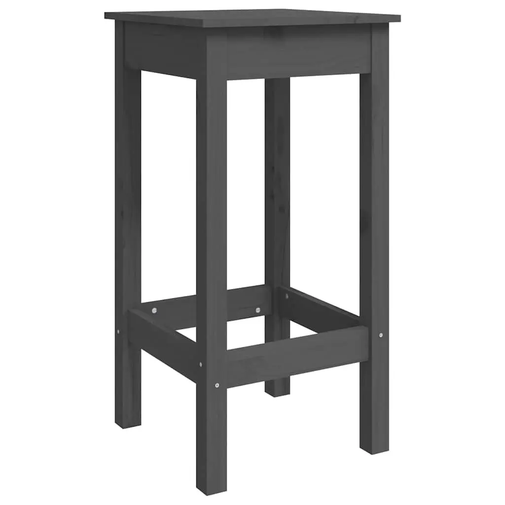 Bar Chairs Backless Grey Solid Pine Wood 2 Piece Set