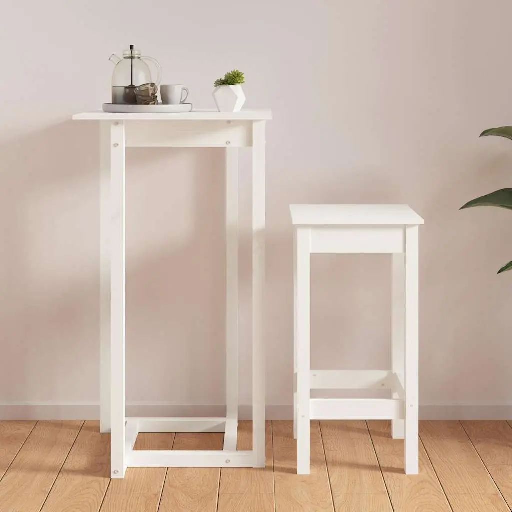 Bar Table Solid Wood White 60x60x110 cm High Top Dining Kitchen Furniture