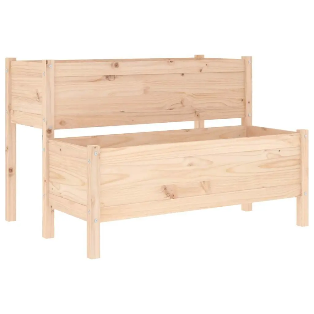 2-Tier Wooden Planter Raised Garden Bed Flower Box Solid Pine Wood 110 x 84 x 75 cm