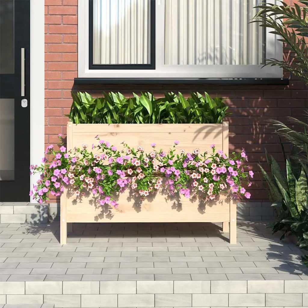 2-Tier Wooden Planter Raised Garden Bed Flower Box Solid Pine Wood 110 x 84 x 75 cm