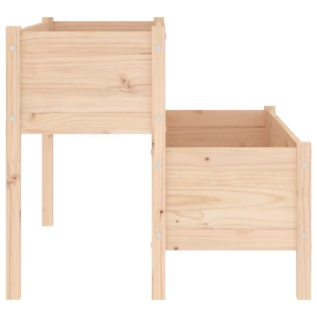 2-Tier Wooden Planter Raised Garden Bed Flower Box Solid Pine Wood 110 x 84 x 75 cm