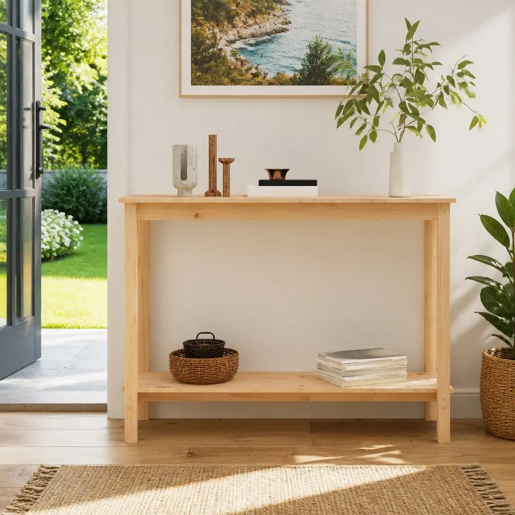 Console Table 110x40x80 cm Solid Pine Wood Accent End Table Brown Modern