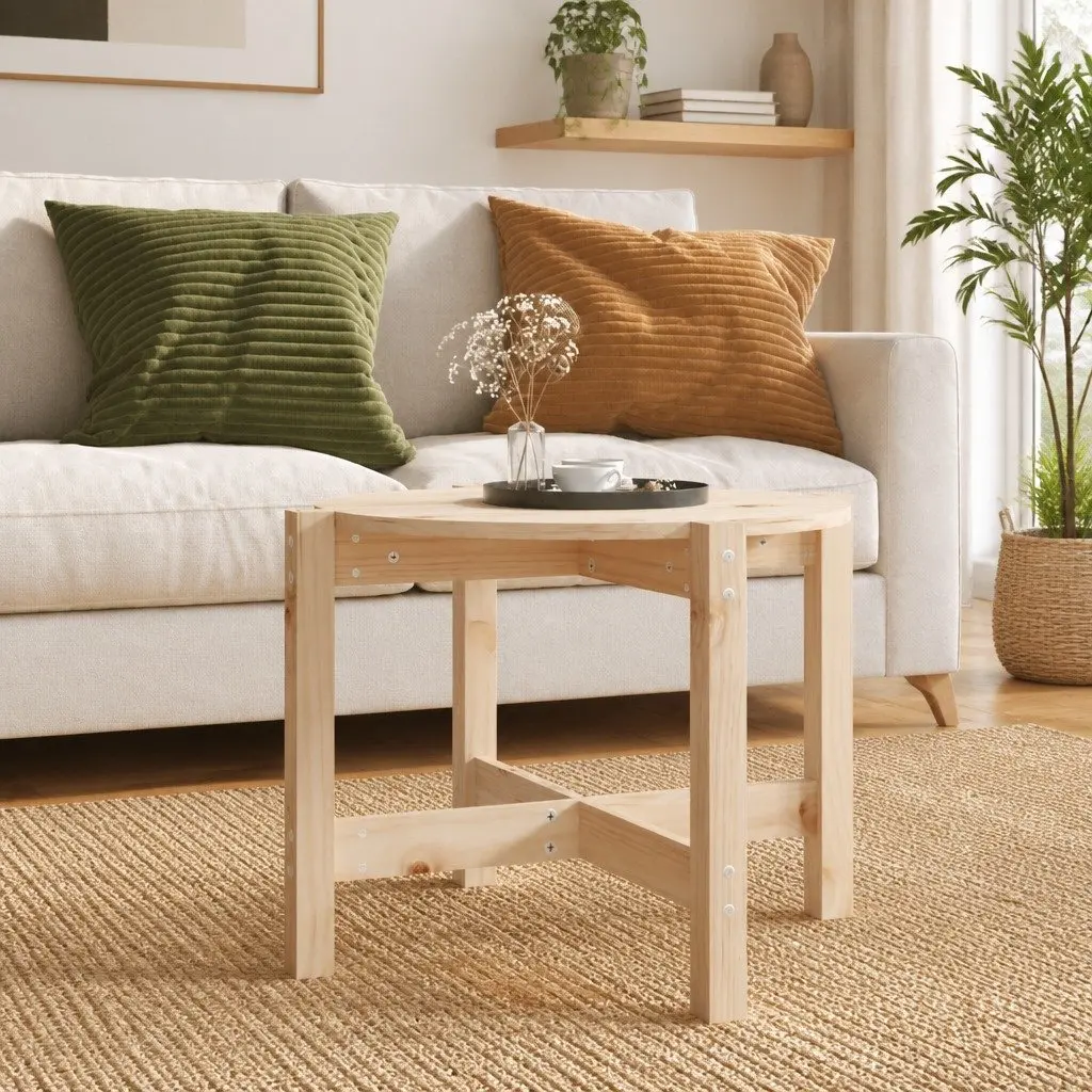 Coffee Table Solid Wood Pine Round 62.5cm