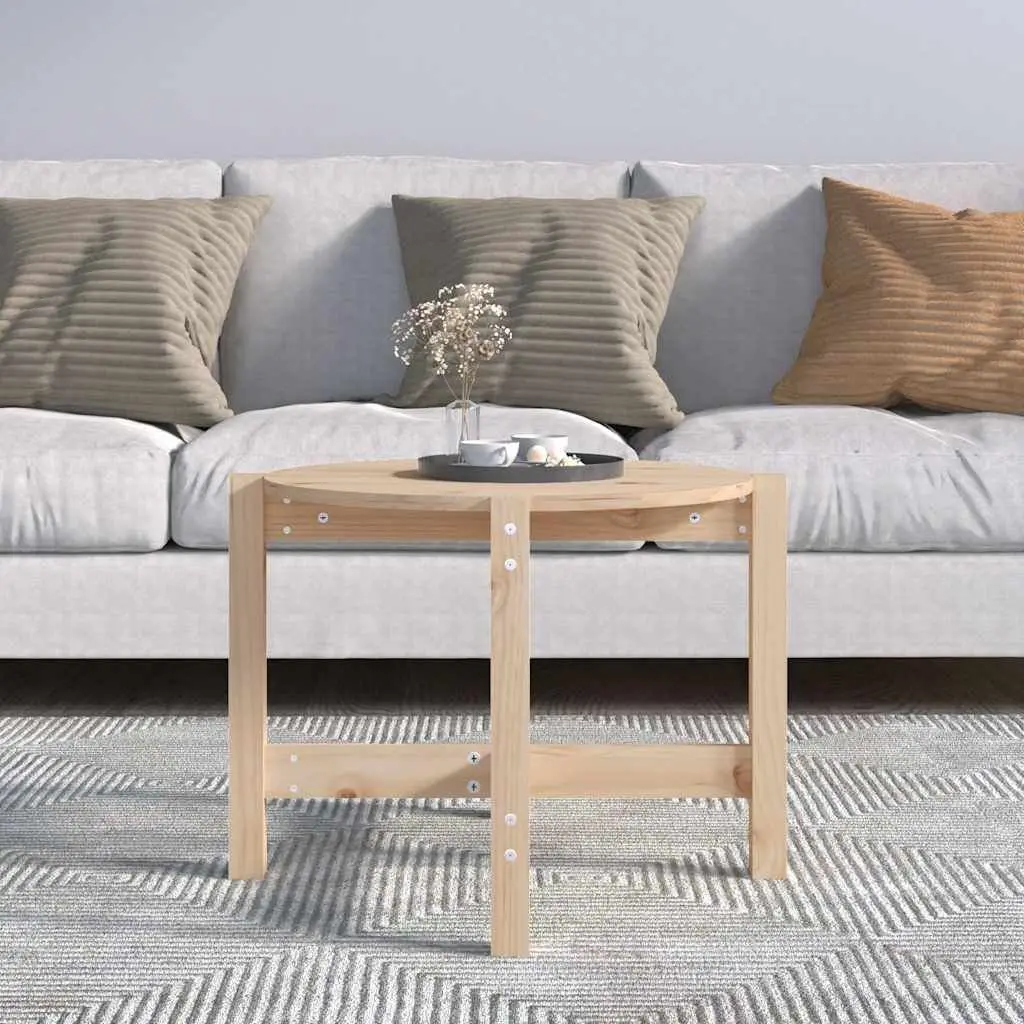 Coffee Table Solid Wood Pine Round 62.5cm