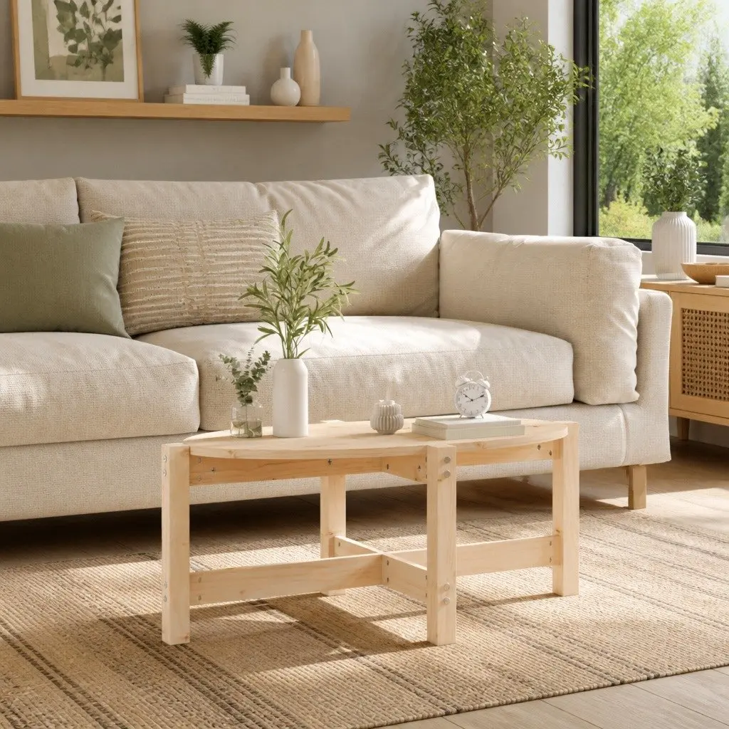 Solid Wood Coffee Table Rustic Pine 87x48x35 cm Brown